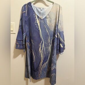 Blue and Cream Abstract Dress